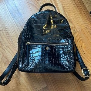 Tory Burch Black Crocodile BackPack